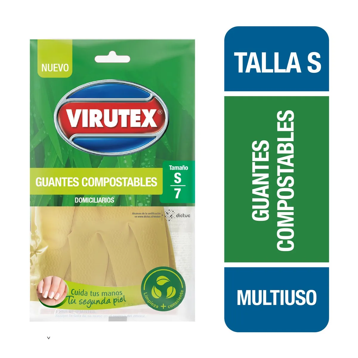 VIRUTEX - Guantes Compostables Multiuso Virutex Talla S 1 Un