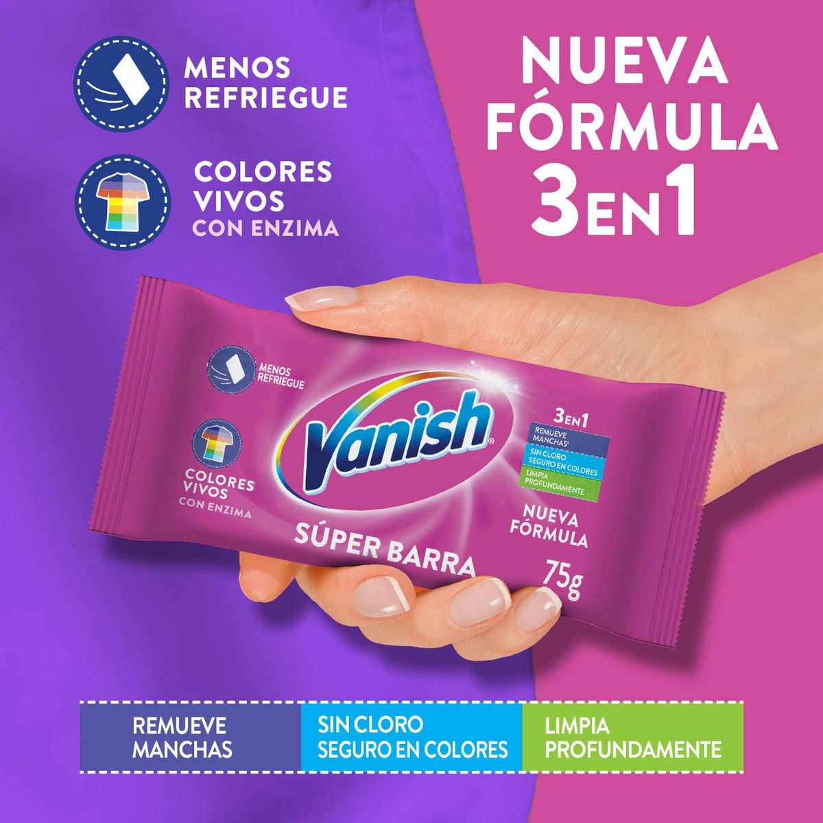 VANISH - Detergente en Barra Ropa Color Vanish 75 gr