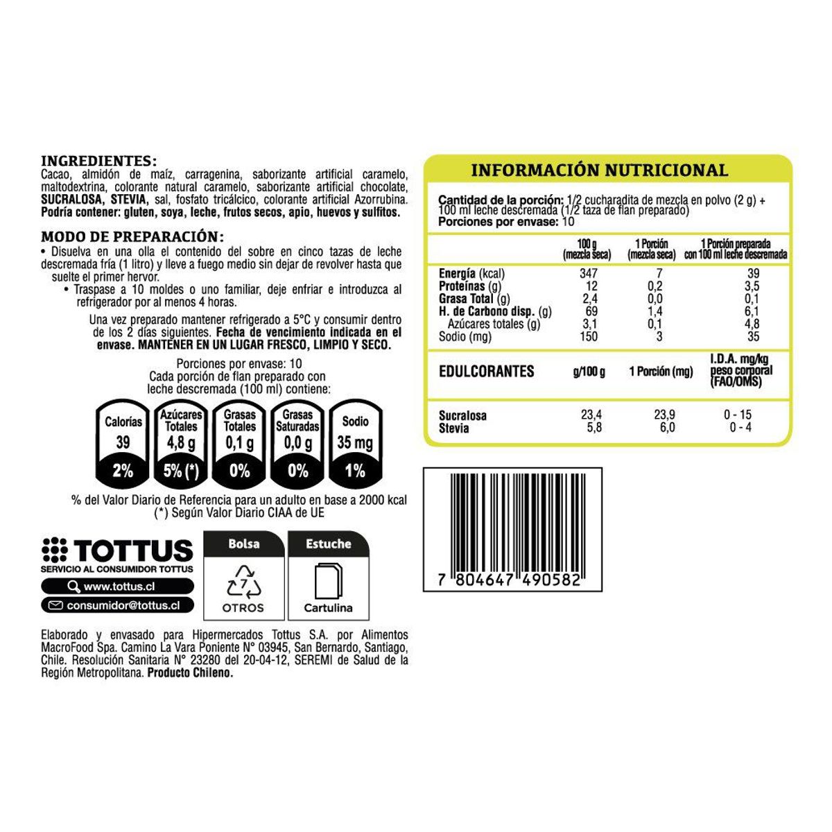 TOTTUS - Flan Light Chocolate