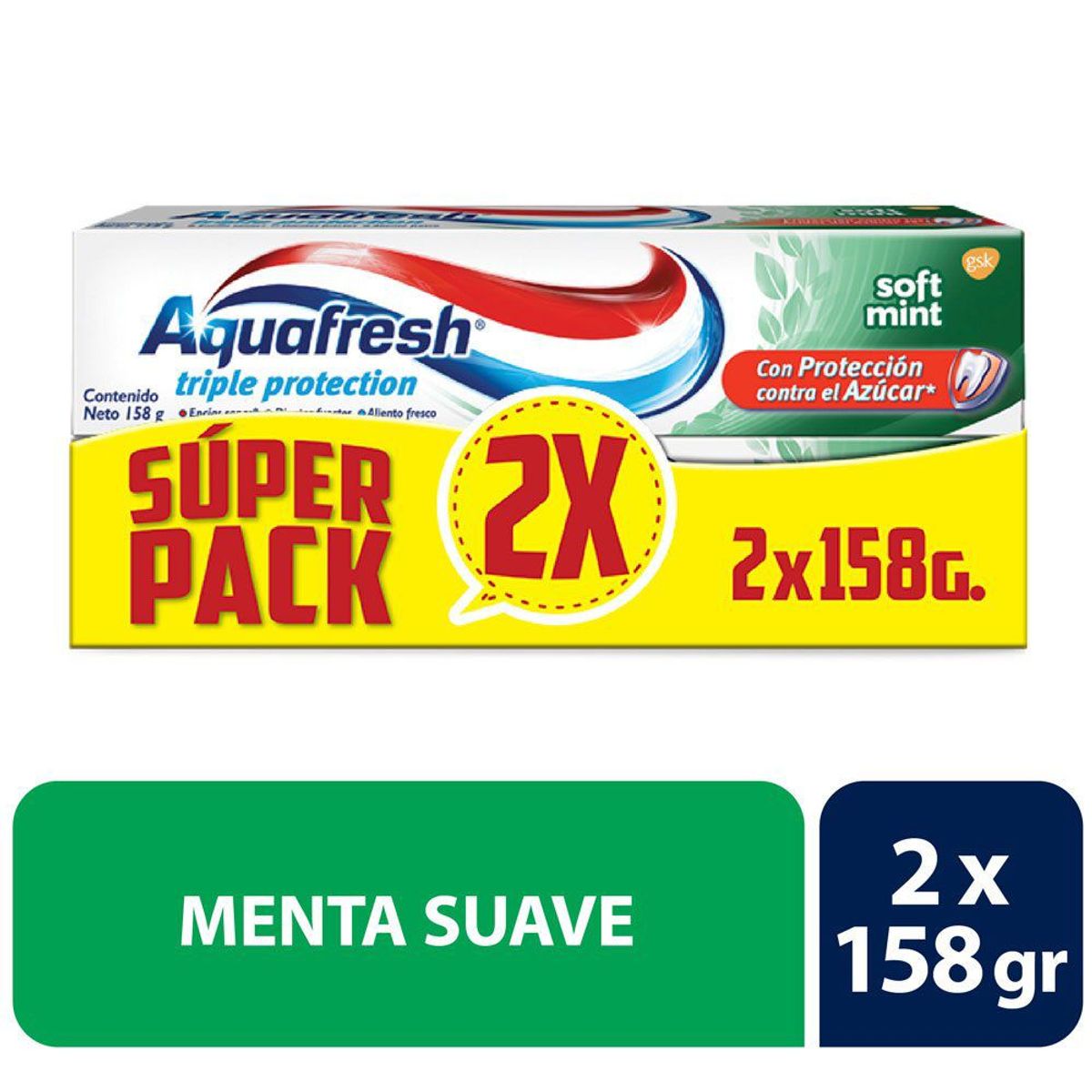 AQUAFRESH - Pack Cremas Dentales Aquafresh Sabor Menta 2 x 158 g