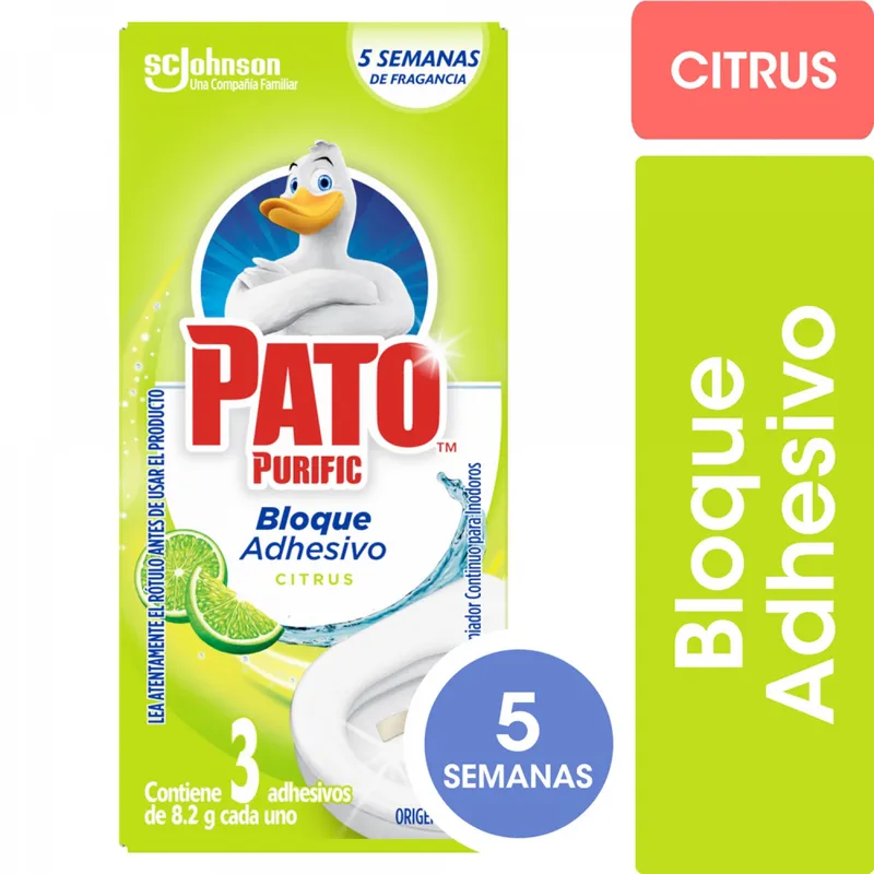 PATO PURIFIC - Limpiador Adhesivo para Inodoros Pato Citrus 24.6 g