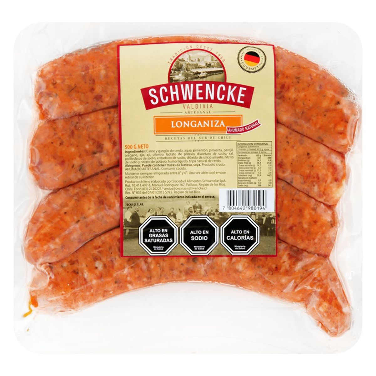 SCHWENCKE - Longaniza Ahumada Schwencke 500 g
