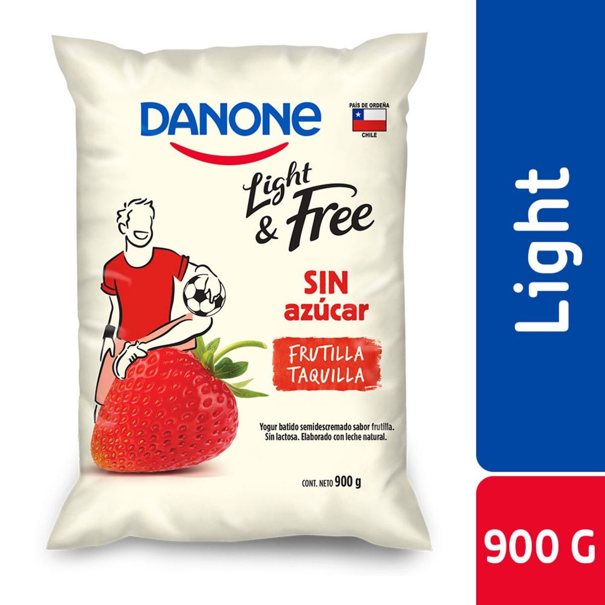 DANONE - Yoghurt Sabor Frutilla Bolsa Danone Light&Free 900 g