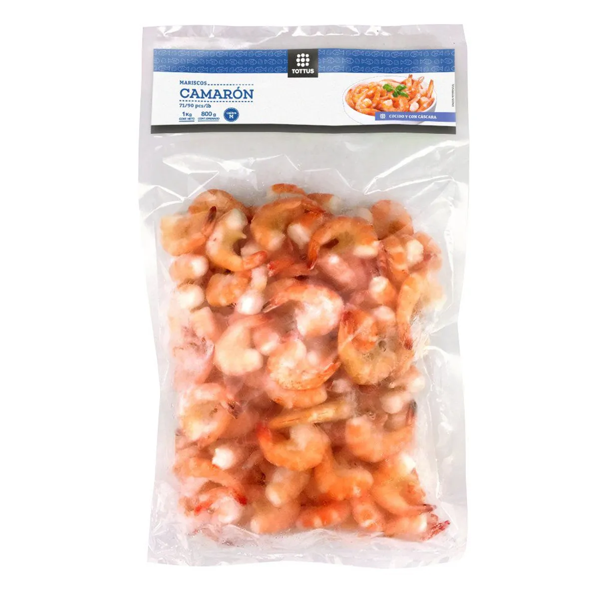TOTTUS - Camarón Mediano Cocido con Cáscara y Cola Tottus 1 Kg