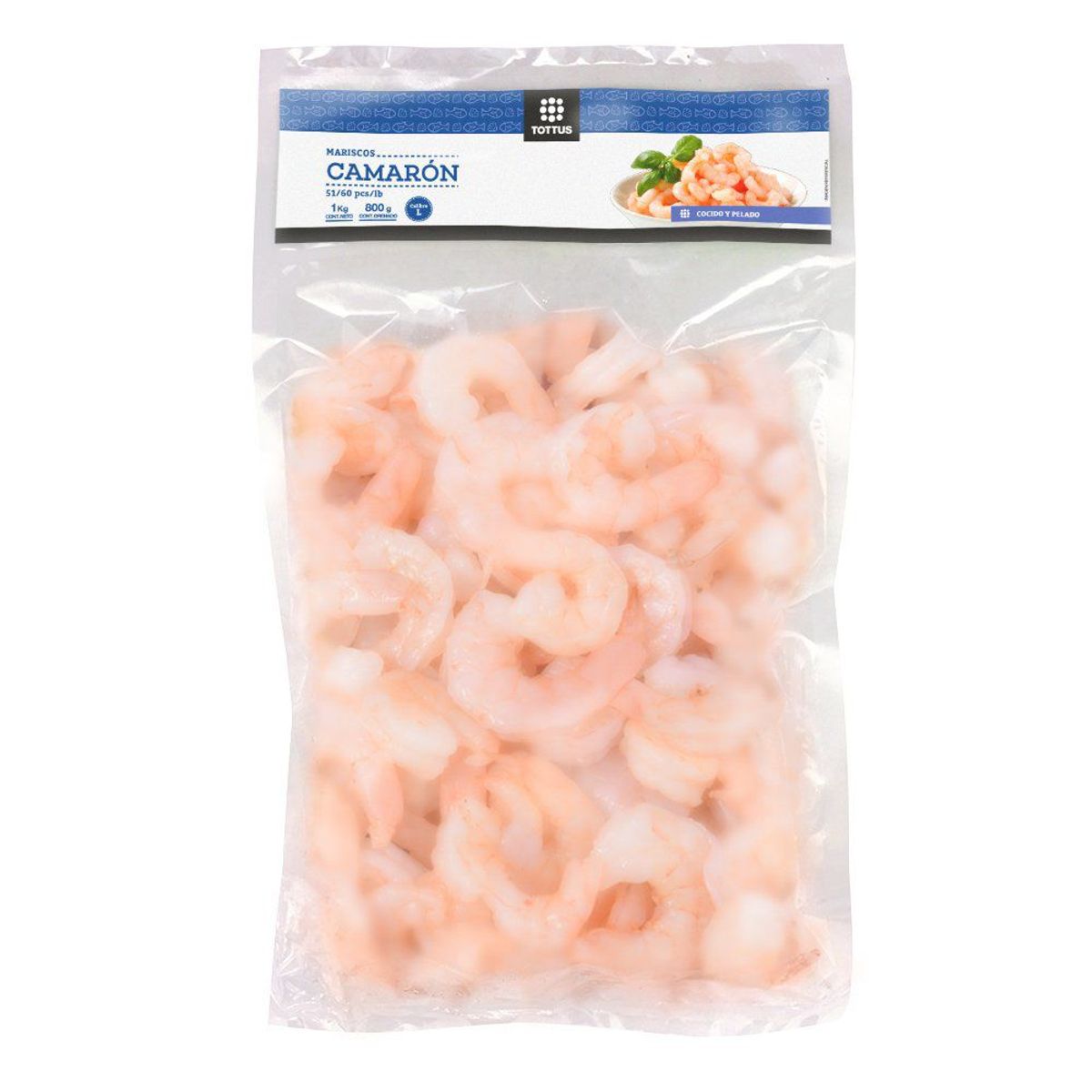 TOTTUS - Camarón Grande Cocido, Pelado y Sin Cola Tottus 1 Kg