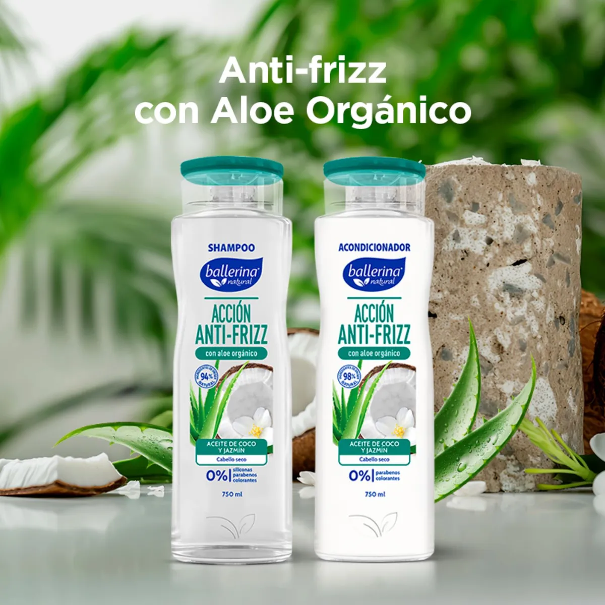 BALLERINA - Shampoo Anti Frizz Coco y Jazmín Ballerina 750 ml