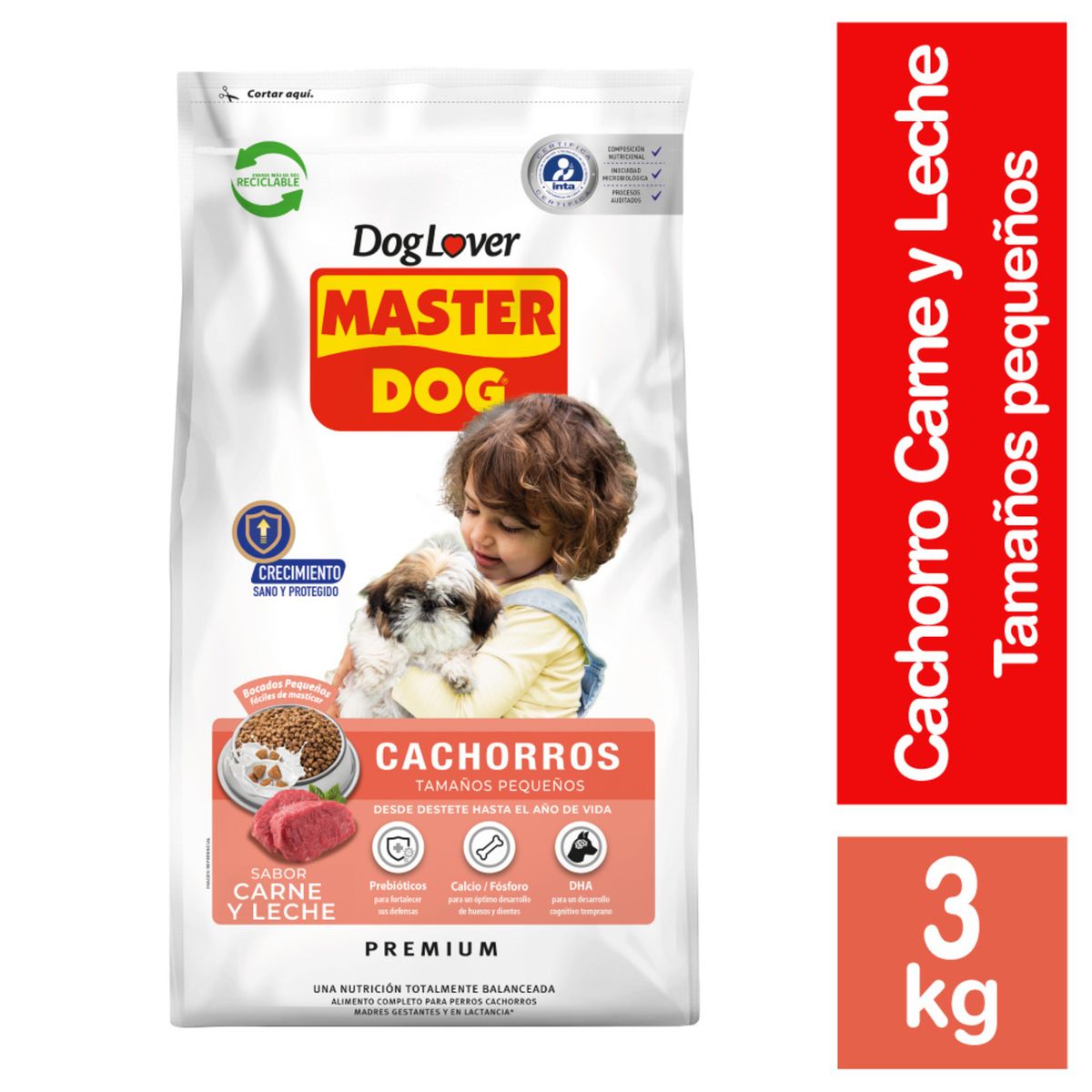 MASTER DOG - Alimento Seco para Perro Cachorro Sabor Carne 3 Kg