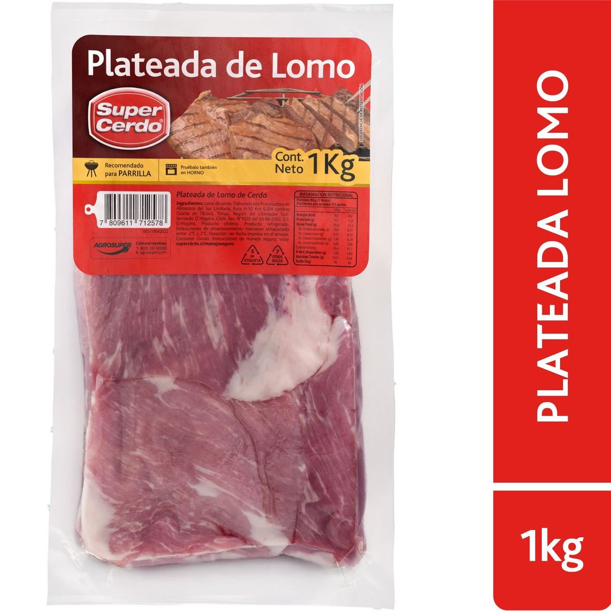 SUPER CERDO - Plateada de Lomo de Cerdo Super Cerdo 1 Kg