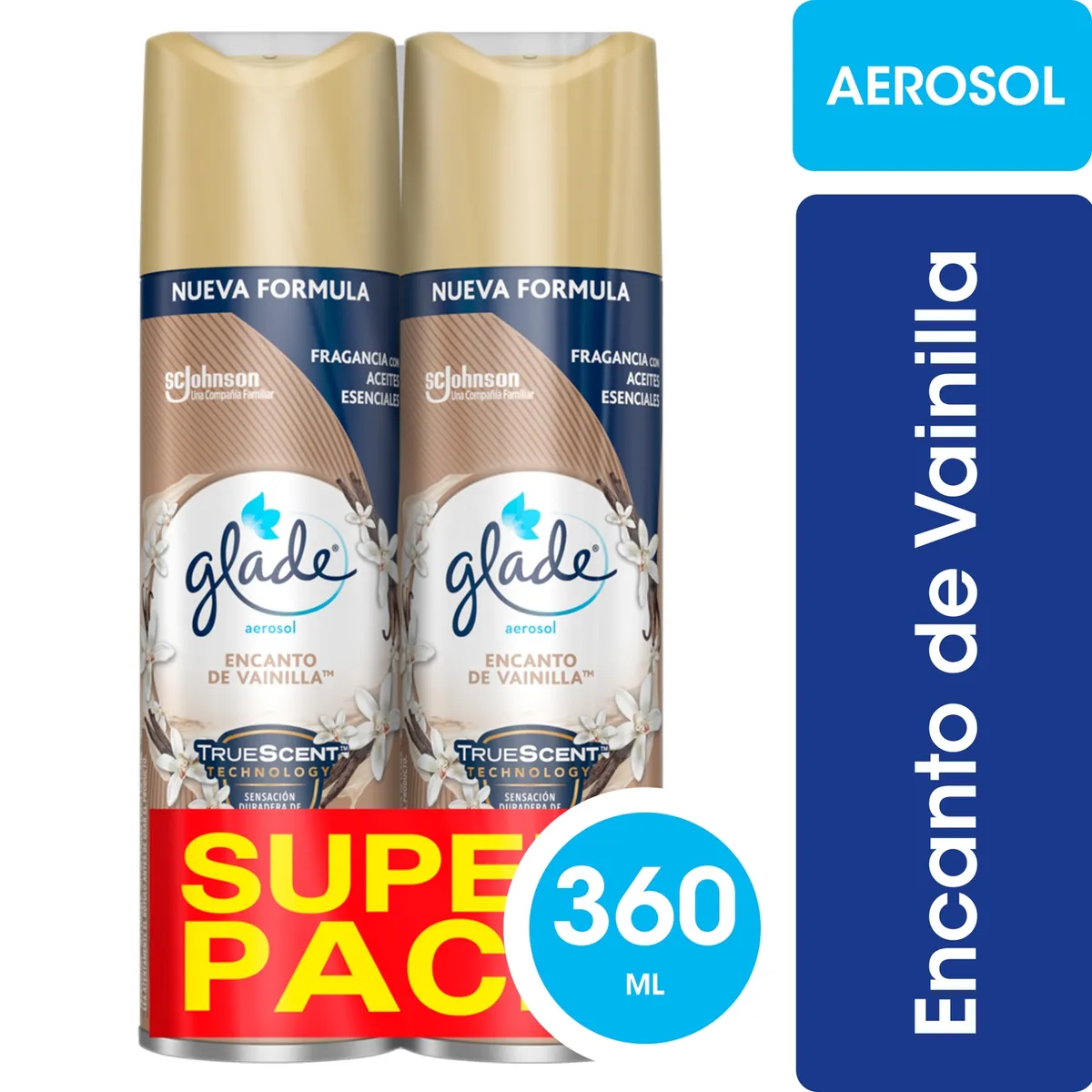 GLADE - Pack Desodorantes Ambientales Glade Vainilla Aerosol 2 x 360 ml