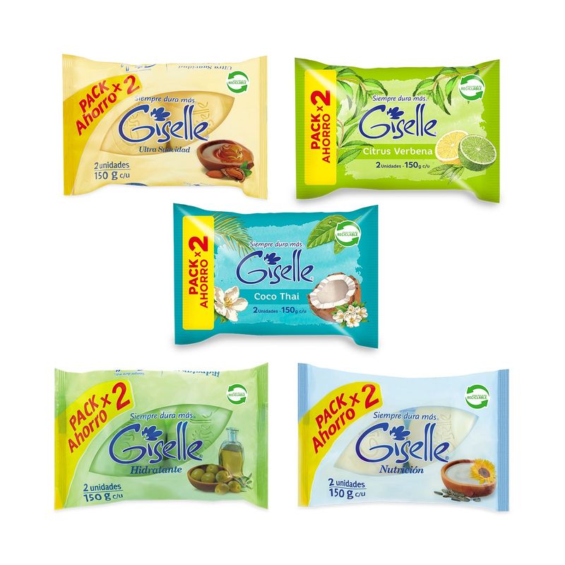 GISELLE - Pack Jabón en Barra Surtido Giselle 2 x 150 g