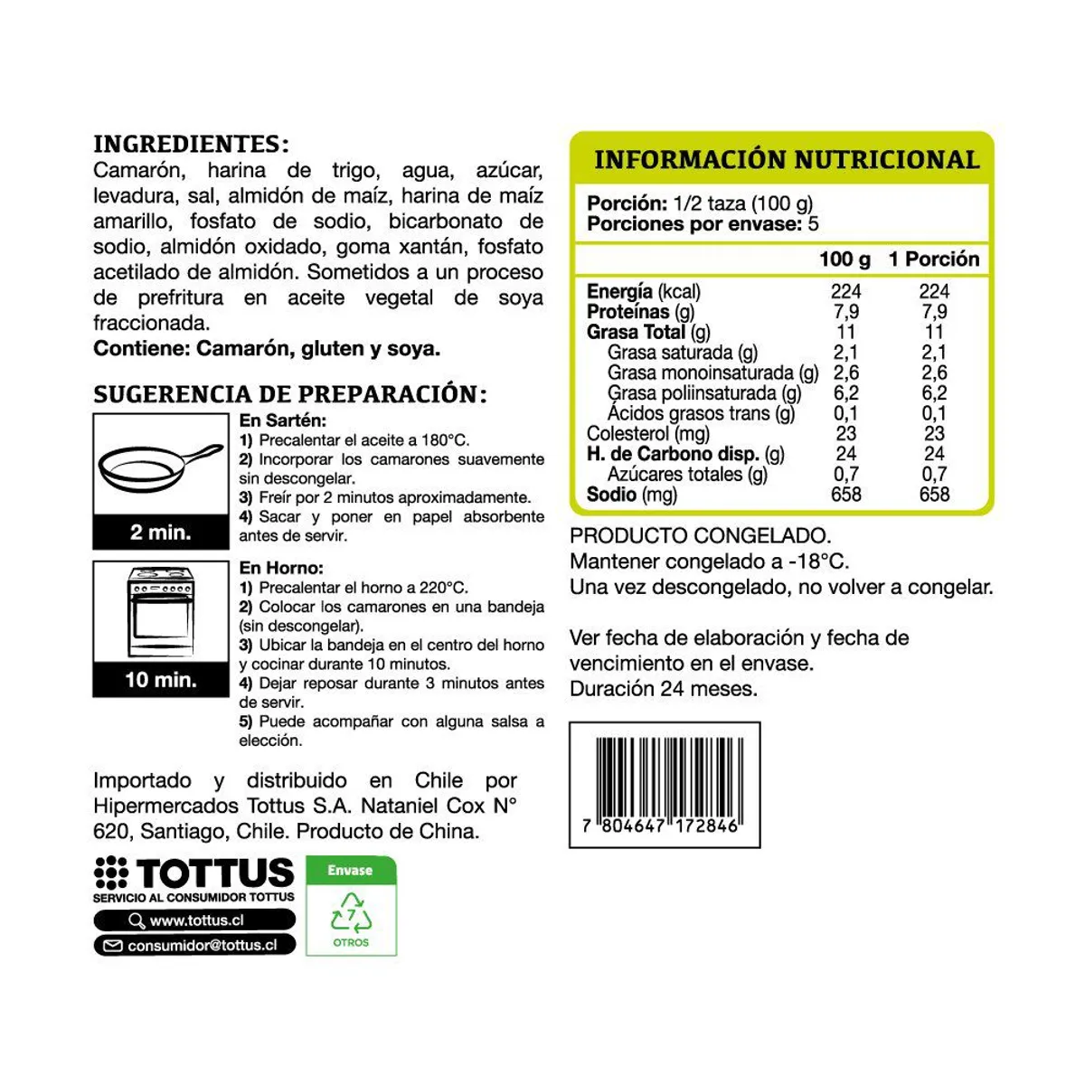 TOTTUS - Camarón Mariposa Gigante Apanado Tottus 500 g