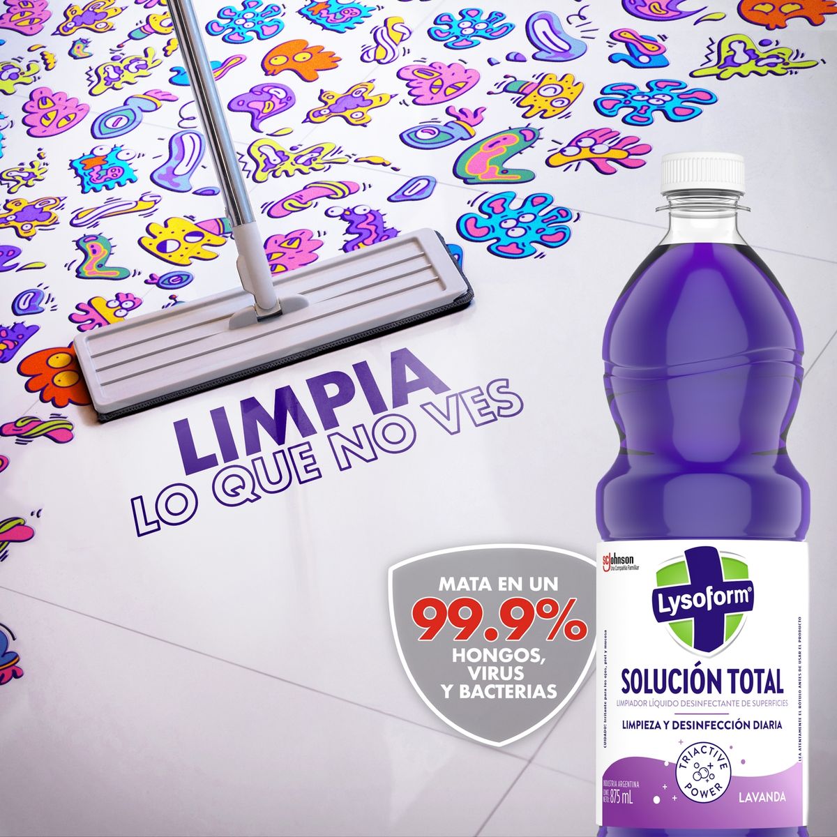 LYSOFORM - Limpiador Desinfectante Pisos y Multisuperficie Lysoform Lavanda 900 ml