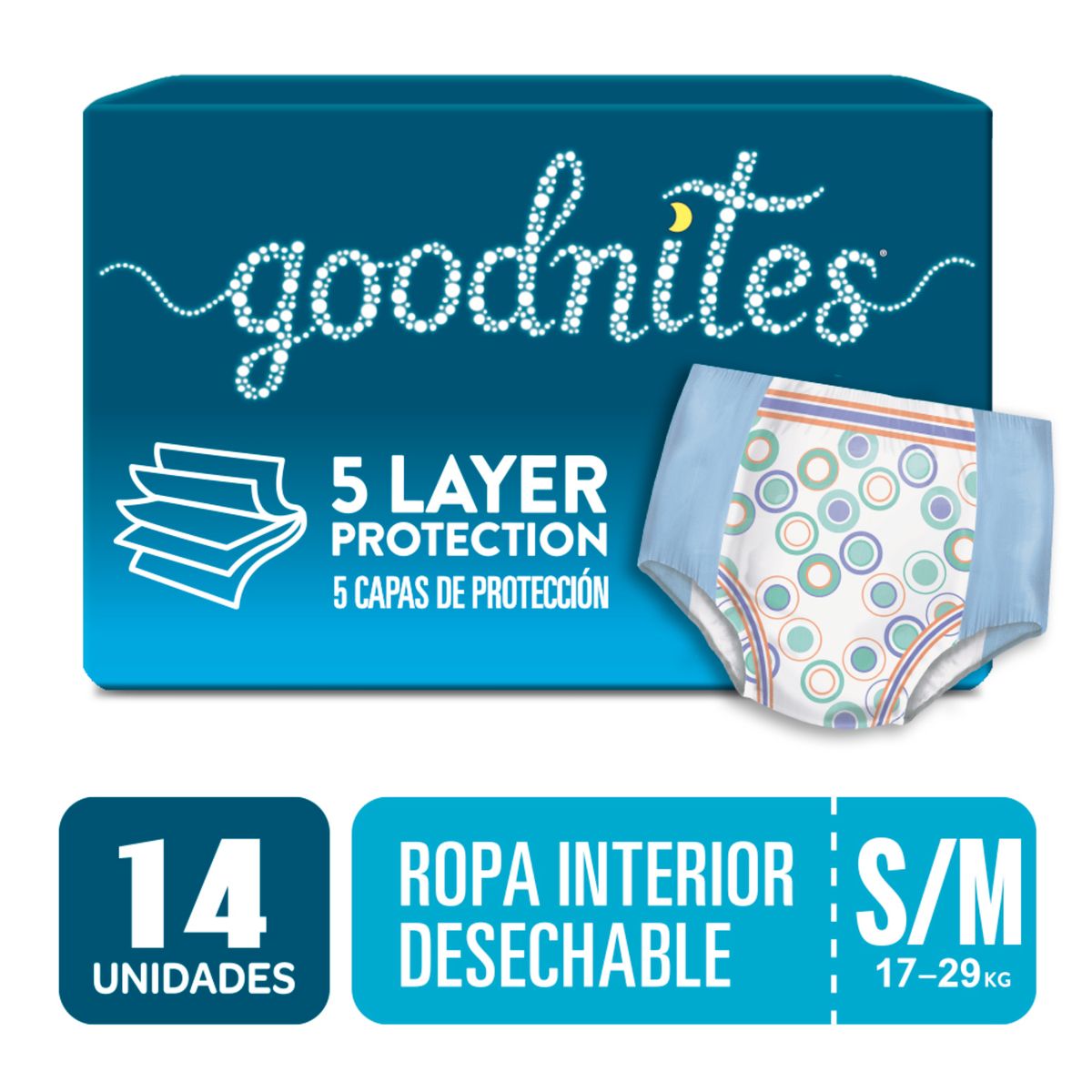 HUGGIES - Ropa Interior Desechable Goodnites Unisex Talla M 14 Un