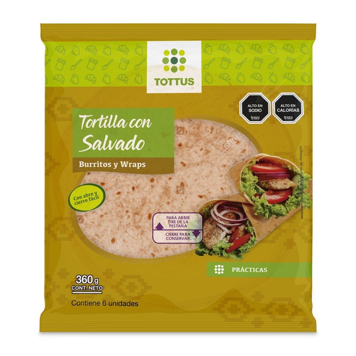 TOTTUS - Tortillas Salvado Burritos y Wraps Tottus 6 Un 360 g