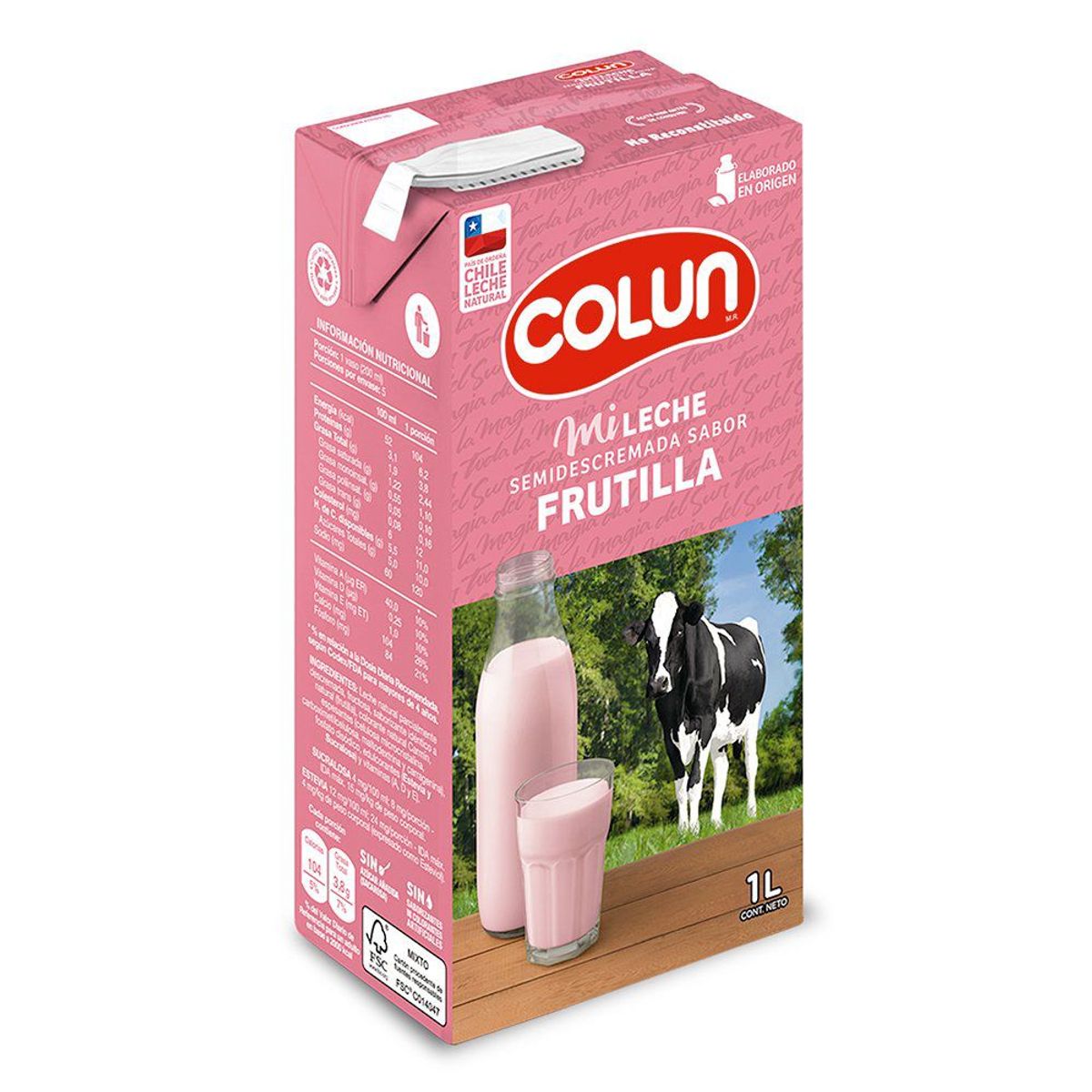 COLUN - Leche Semidescremada Sabor Frutilla