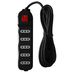 MACROTEL - Alargador Múltiple Switch 5 Posiciones Negro 3 Metros