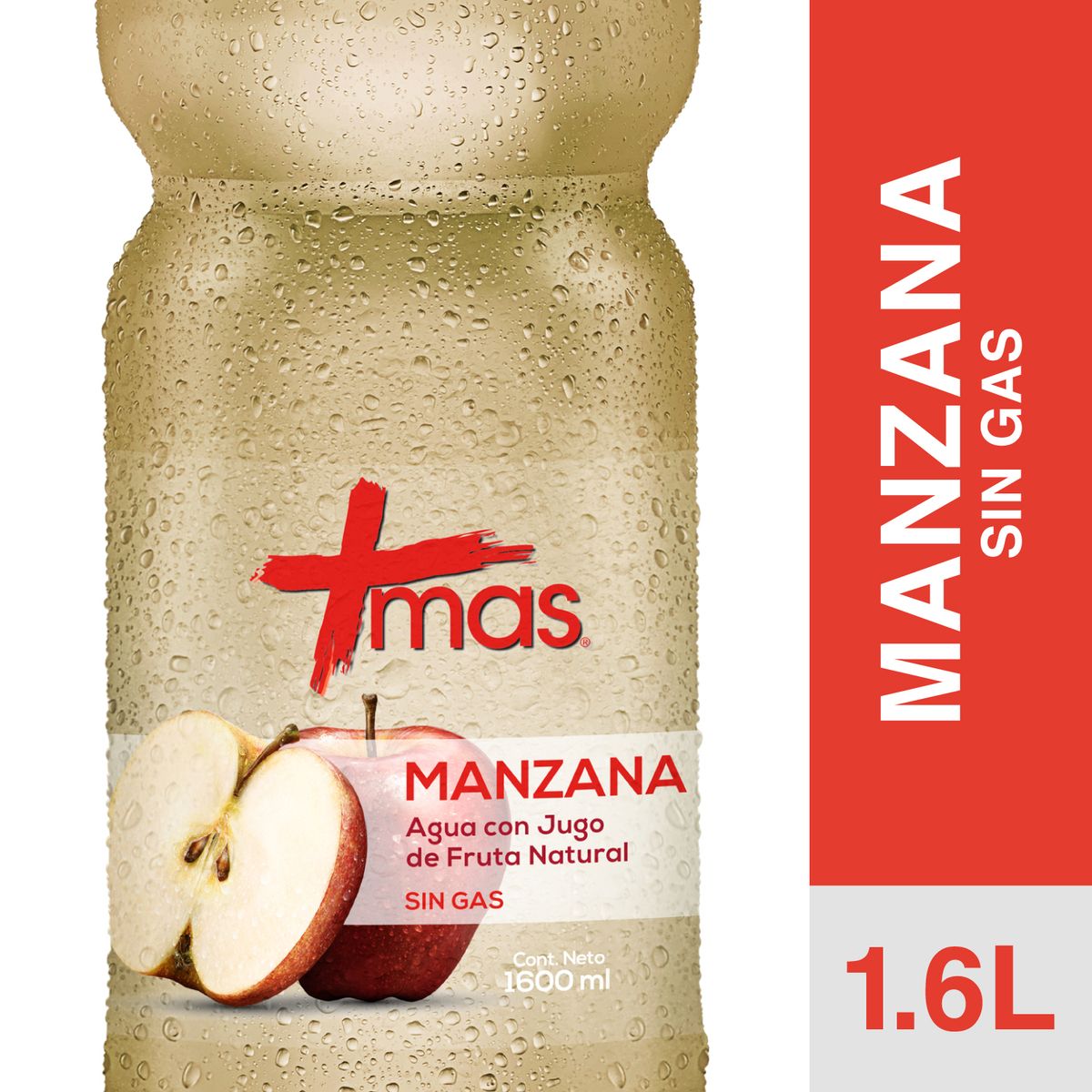 MAS - Agua Sabor Manzana Sin Gas Mas 1.6 L