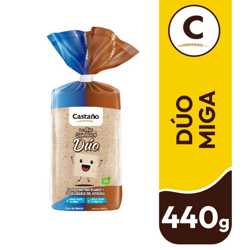 CASTAÑO - Pan de Molde Miga Sándwich Dúo Castaño 440 g