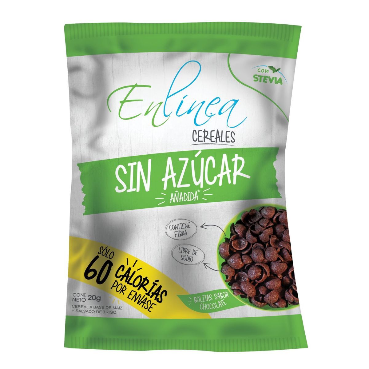 EN LINEA - Cereal Hojuelas de Chocolate Sin Azúcar En Linea 20 g