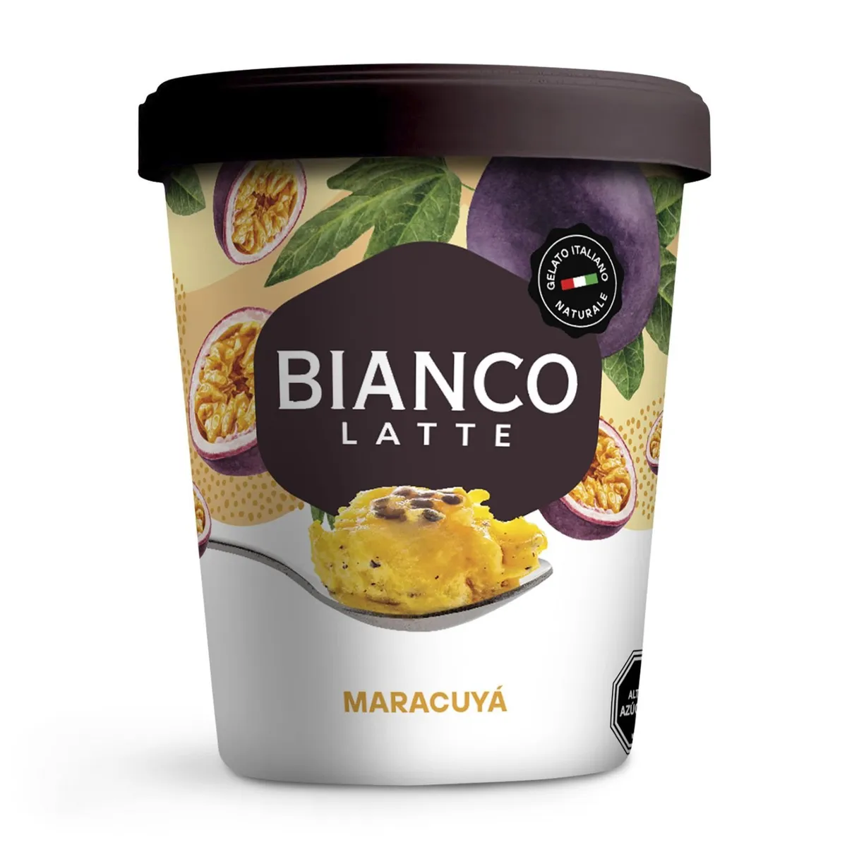 BIANCOLATTE - Helado Gelato Sabor Maracuyá Pote Biancolatte 750 ml