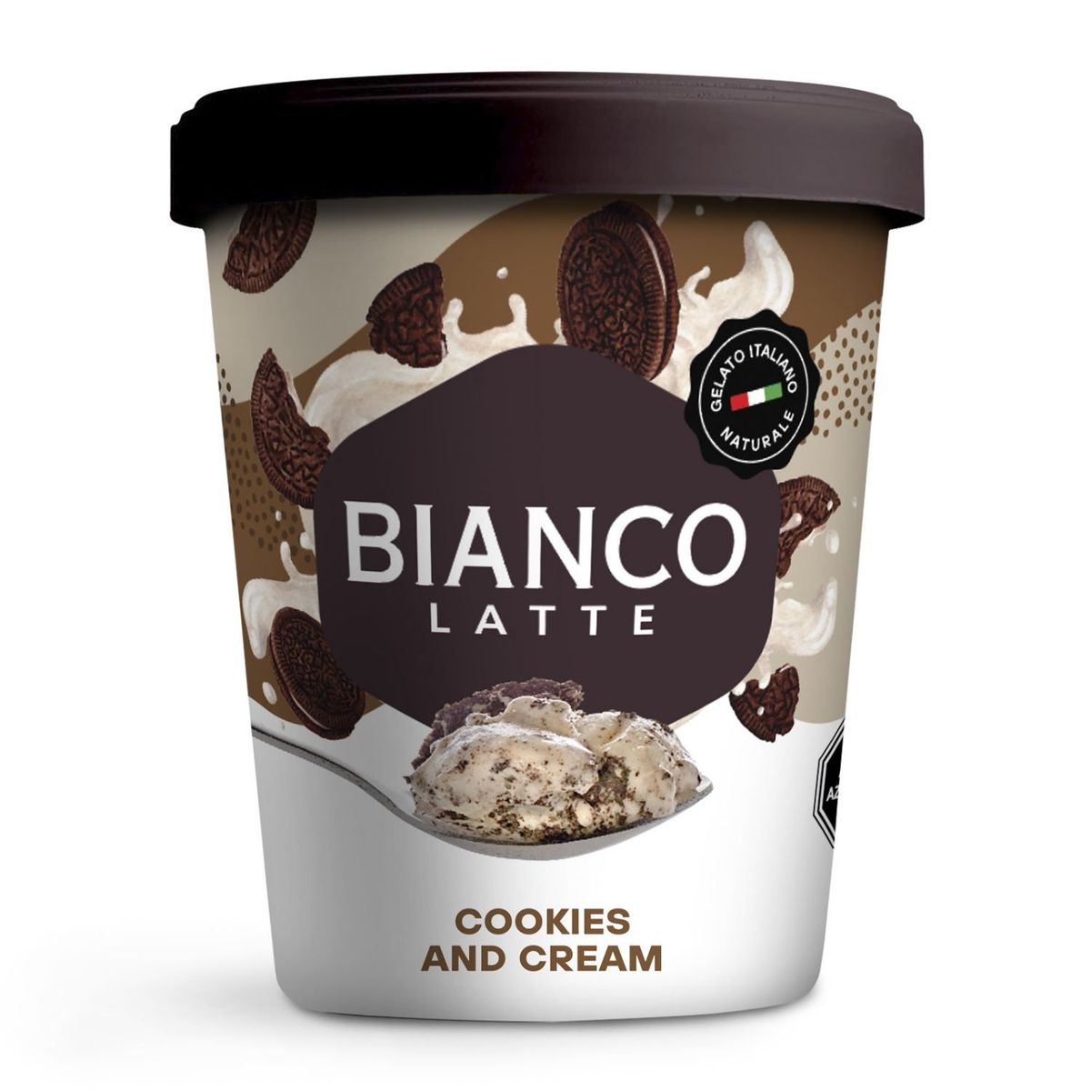 BIANCOLATTE - Helado Gelato Sabor Cookies and Cream Pote Biancolatte 750 ml