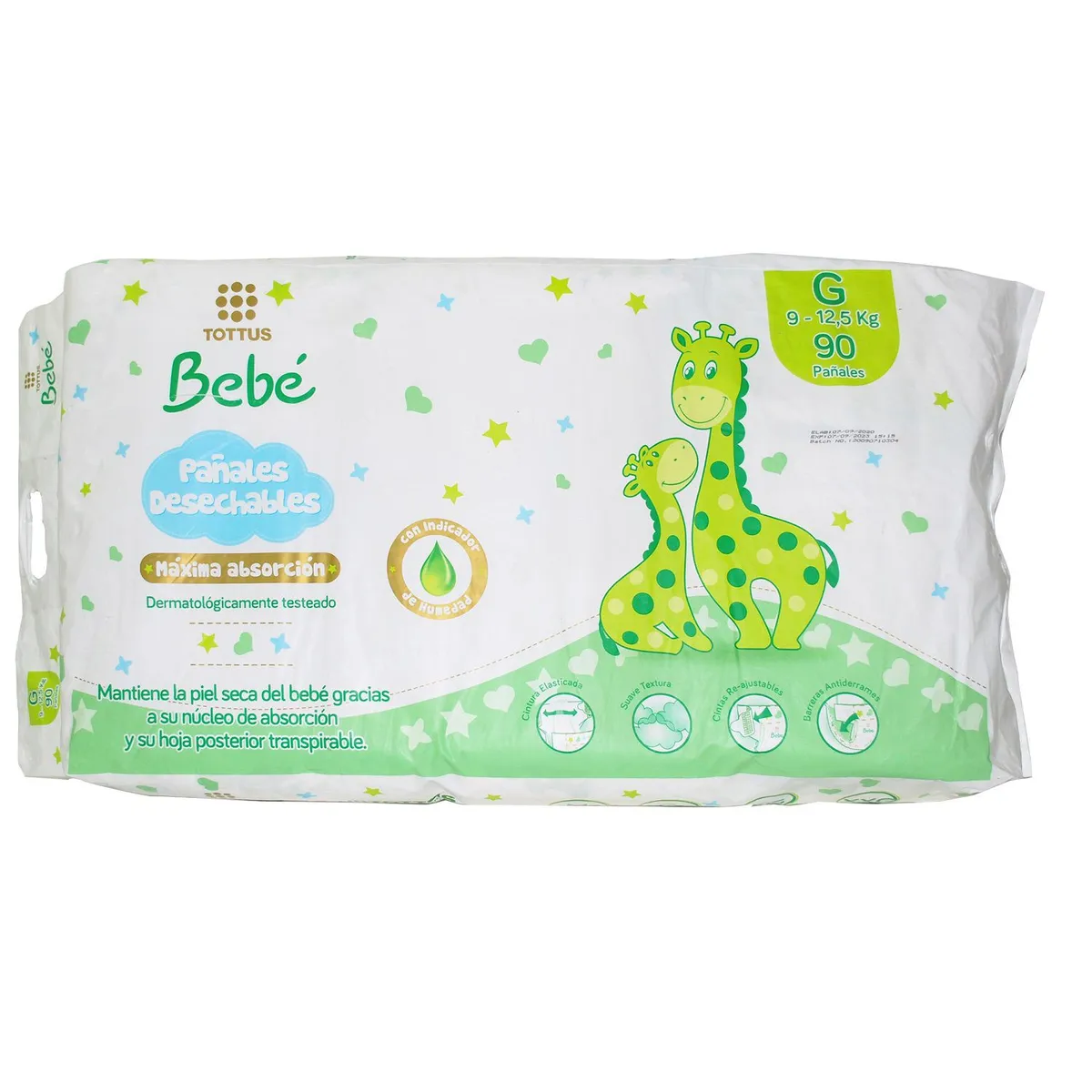 TOTTUS - Pañales Desechables Tottus Talla G 90 Un
