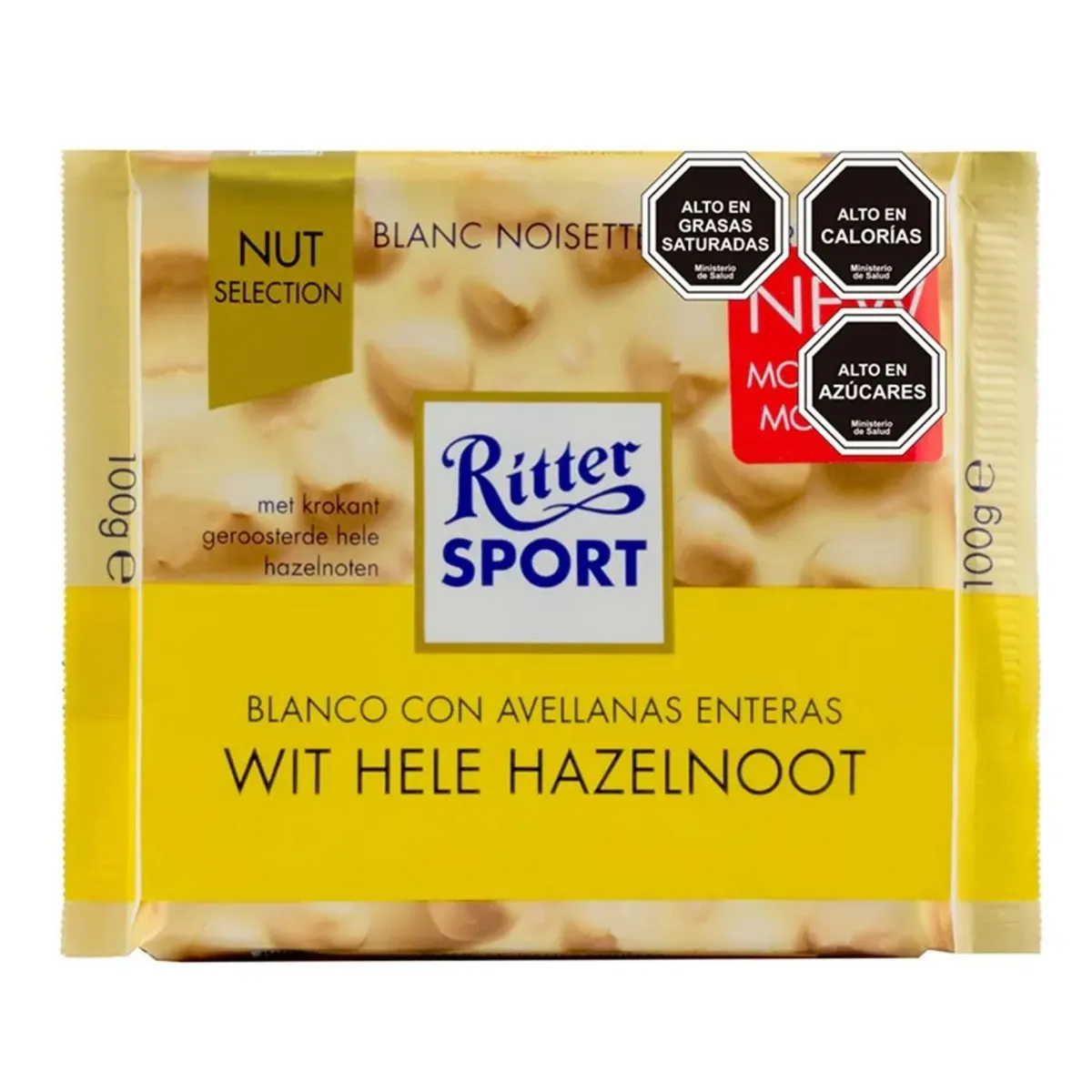 RITTER SPORT - Barra de Chocolate Blanco con Avellanas Ritter Sport 100 gr