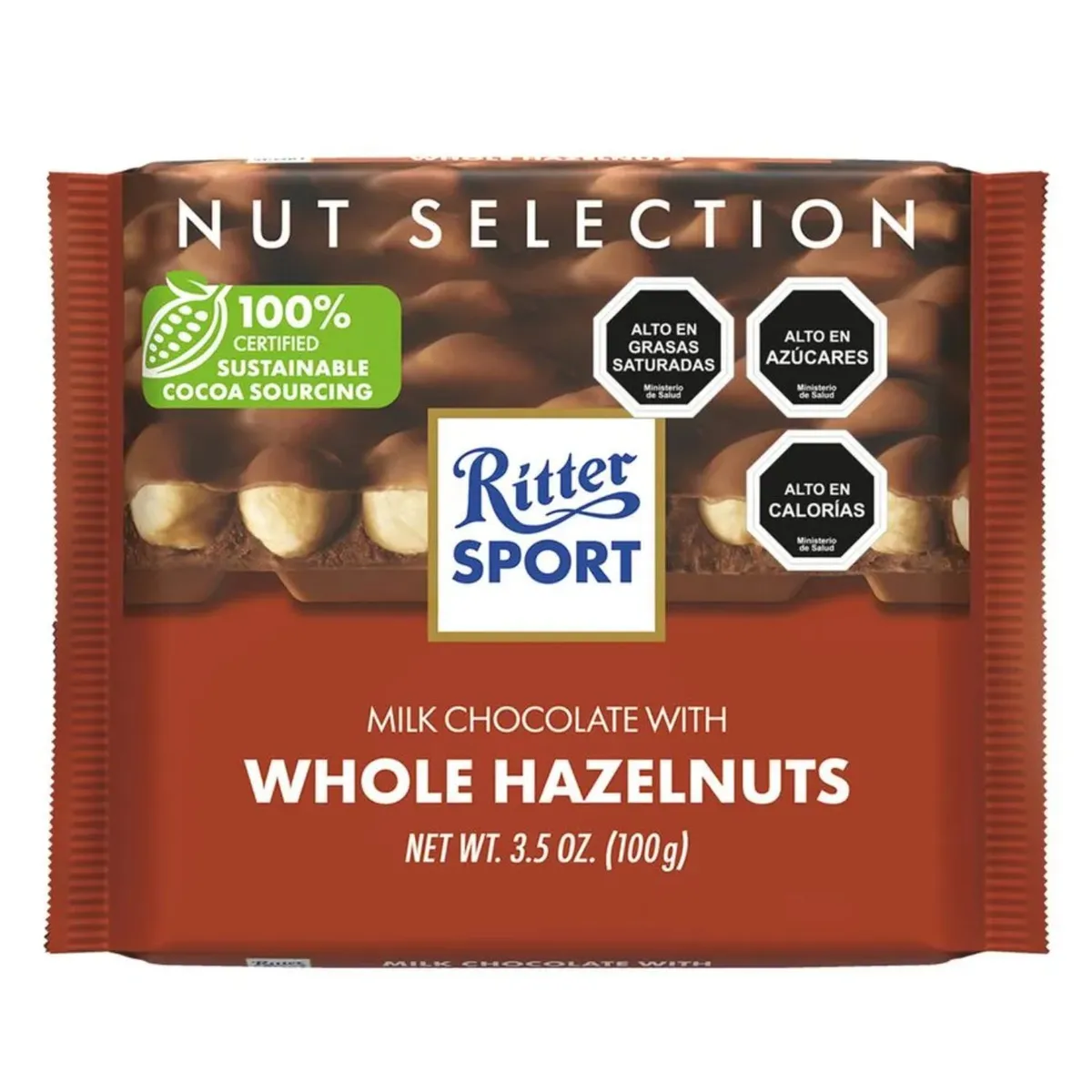RITTER SPORT - Barra de Chocolate con Avellanas Ritter Sport 100 gr