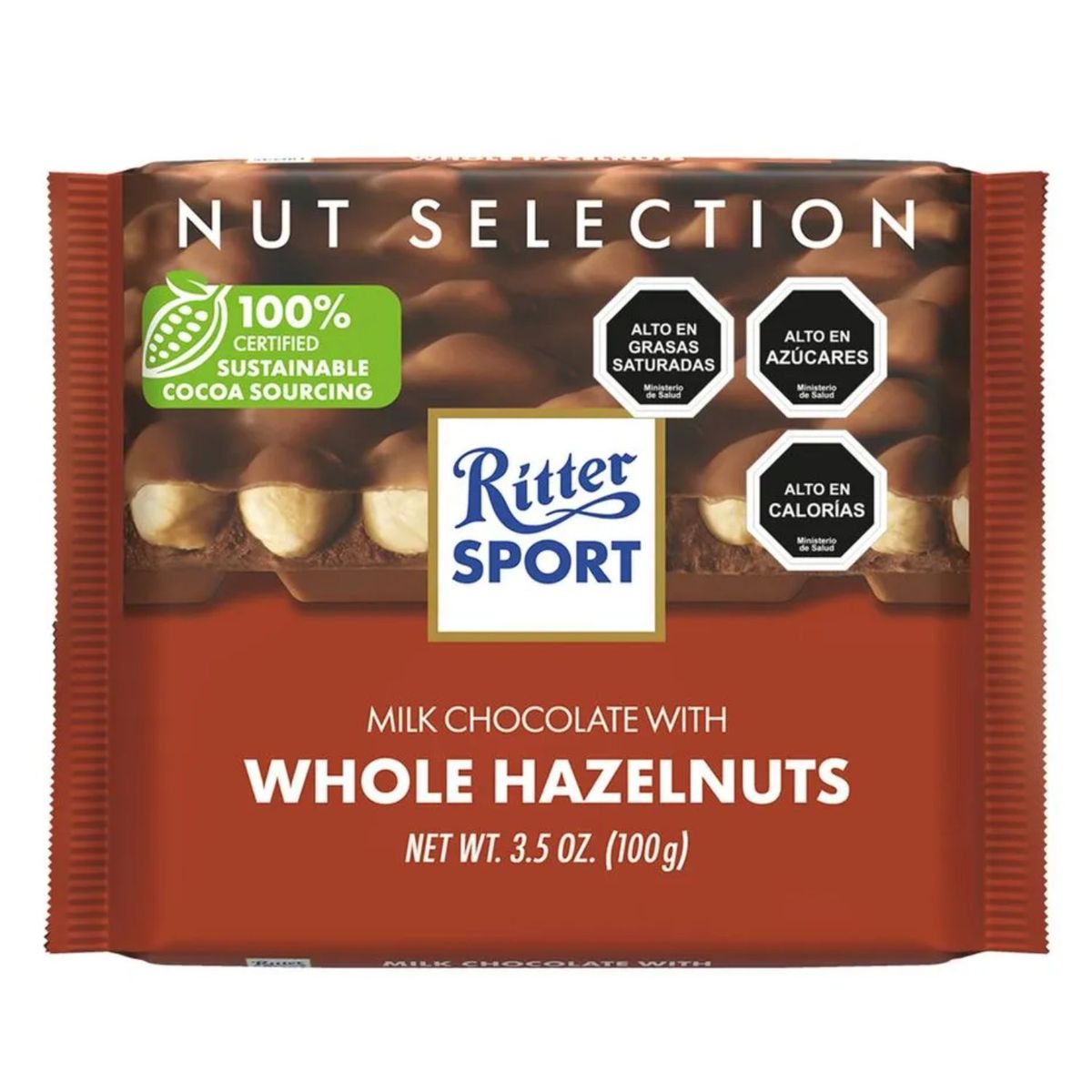 RITTER SPORT - Barra de Chocolate con Avellanas Ritter Sport 100 gr