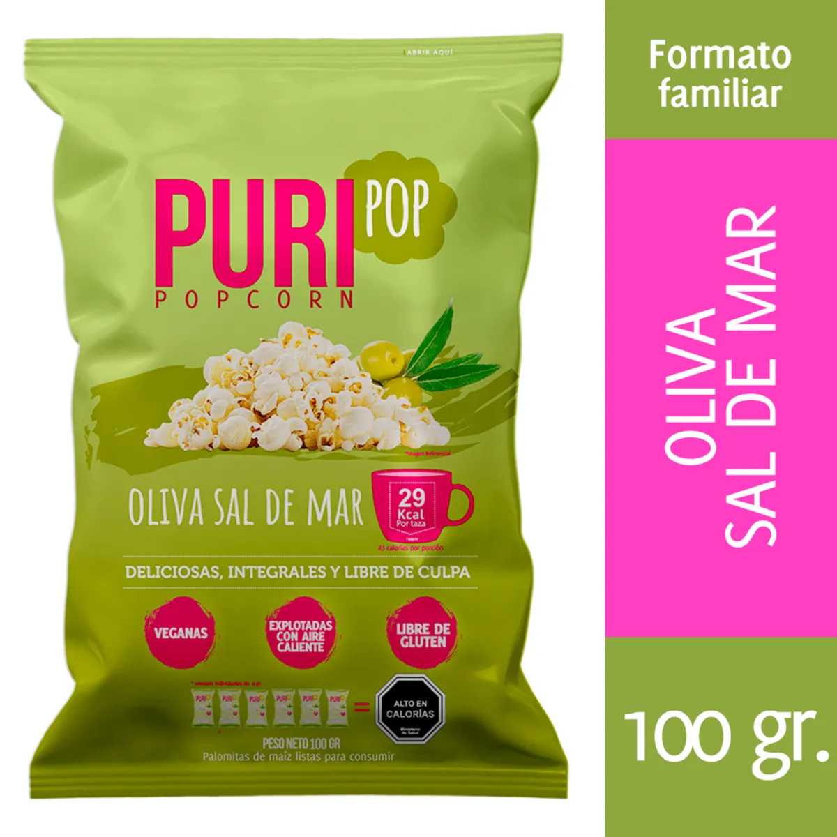PURIPOP - Puripop Popcorn Sabor Oliva Sal de Mar 100 g