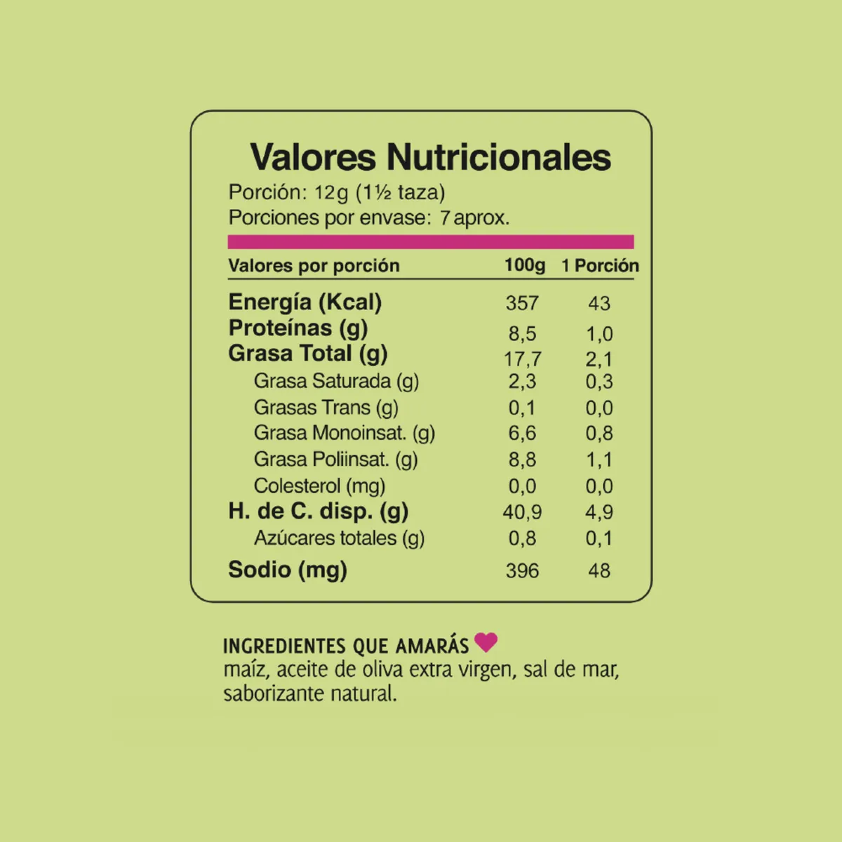 PURIPOP - Puripop Popcorn Sabor Oliva Sal de Mar 100 g