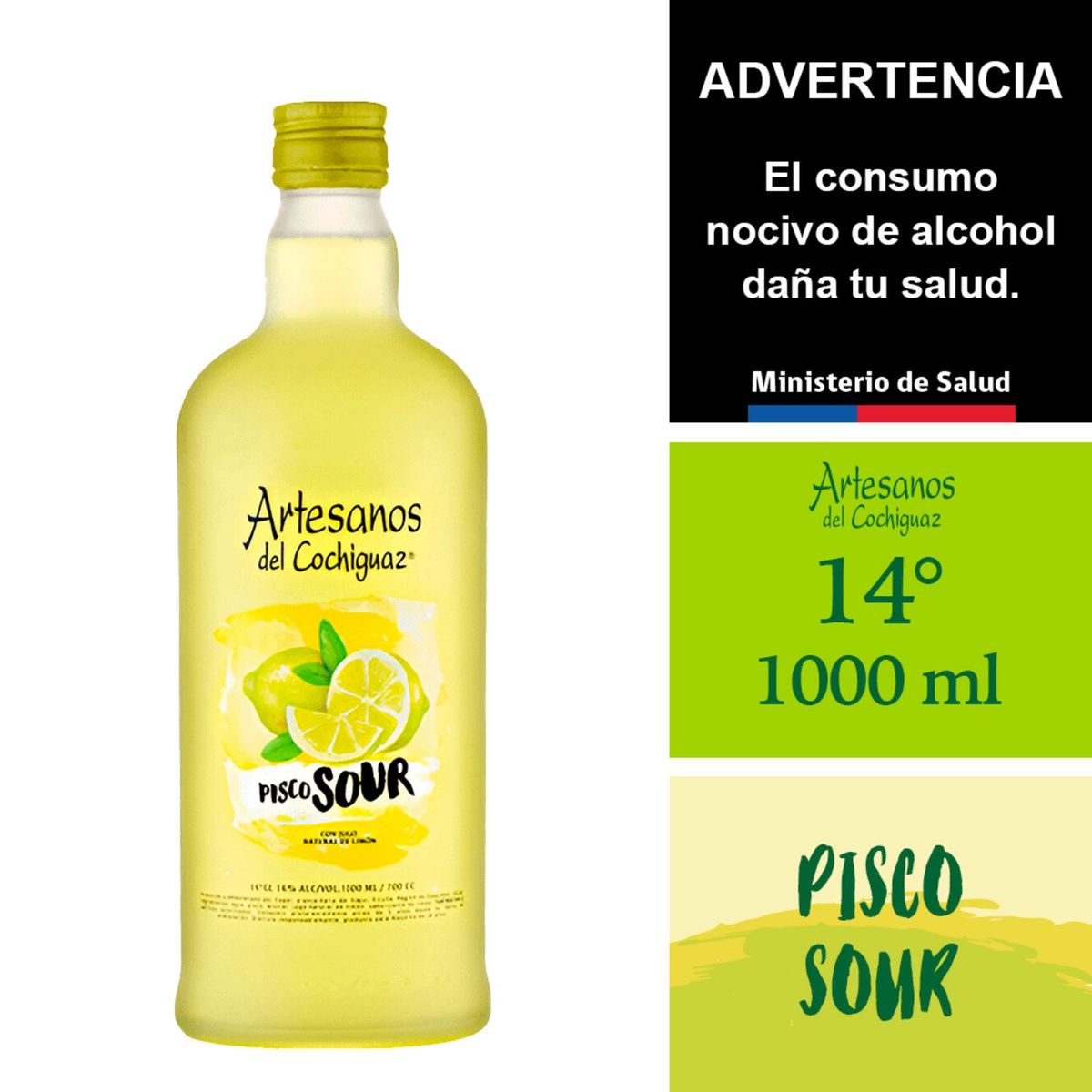 ARTESANOS DEL COCHIGUAZ - Pisco Sour Artesanos 14G 1000 Cc