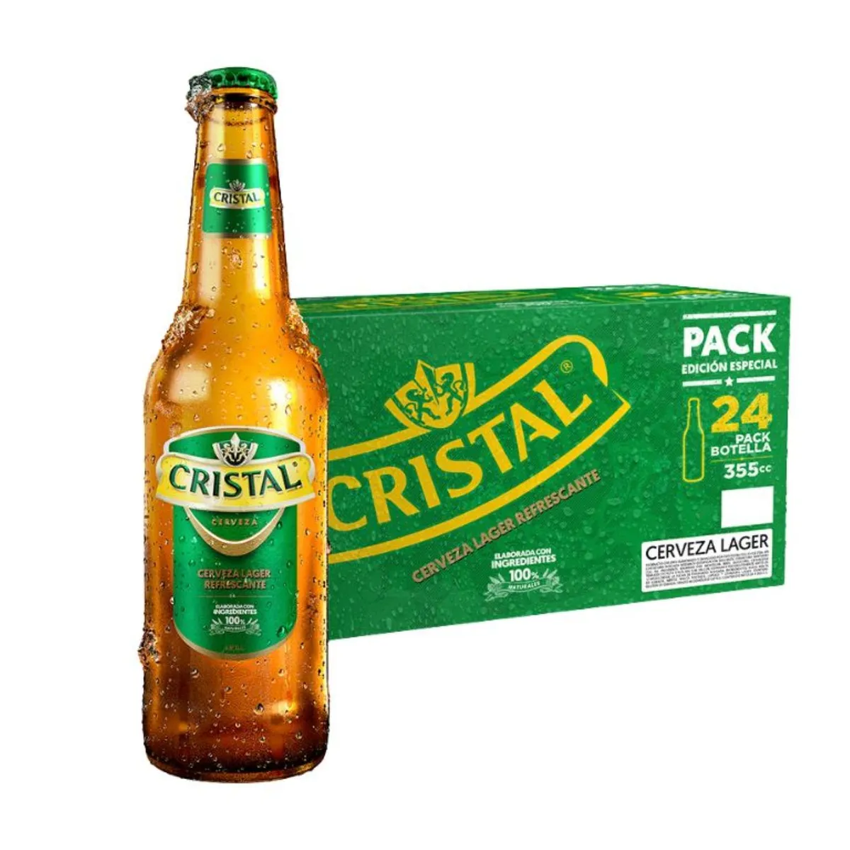 CRISTAL - Pack Cerveza Cristal Lager Botella 4.6° 24 x 355 ml