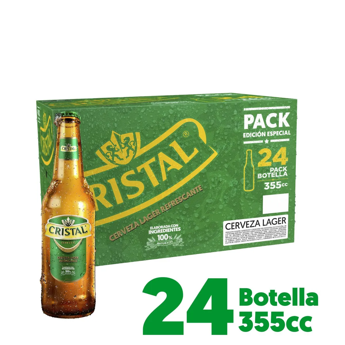 CRISTAL - Pack Cerveza Cristal Lager Botella 4.6° 24 x 355 ml