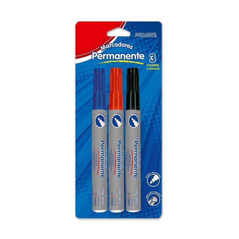 PROARTE - BL.3 PLUMONES PERMANENTE 3 COLORES