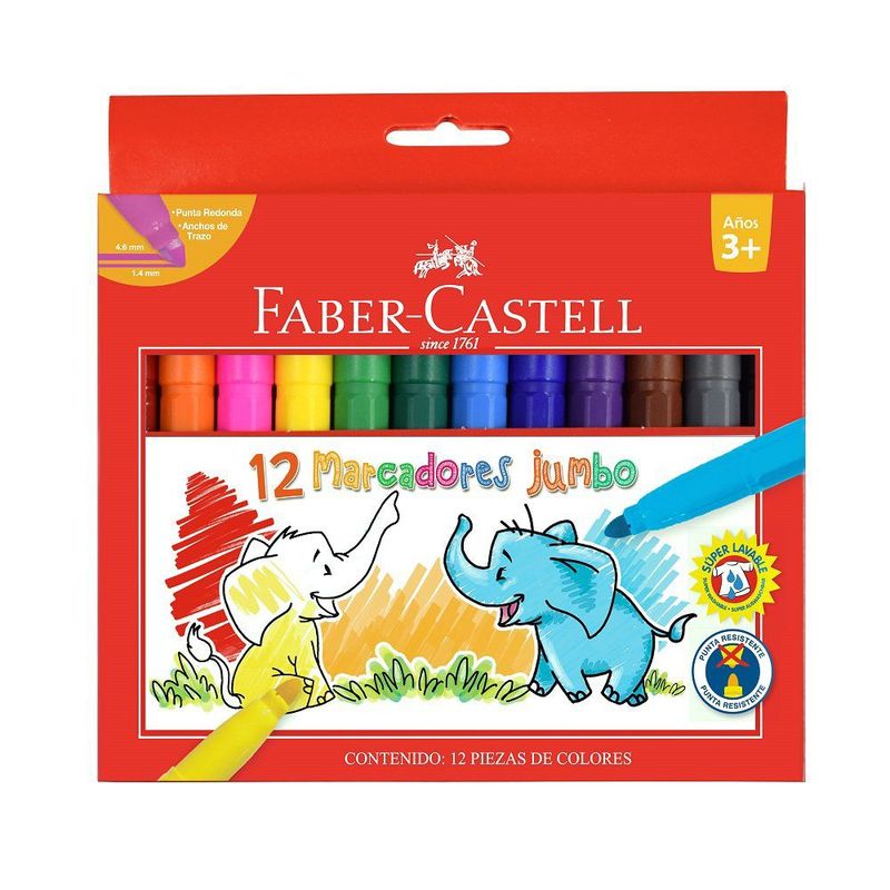 FABER CASTELL - MARCADOR JUMBO 12 COLORES