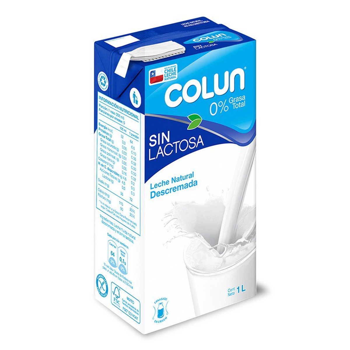 COLUN - Leche Descremada Natural Sin Lactosa
