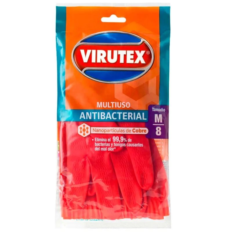 VIRUTEX - Guantes Virutex Antibacterial Multiuso Tamaño M 1 Un