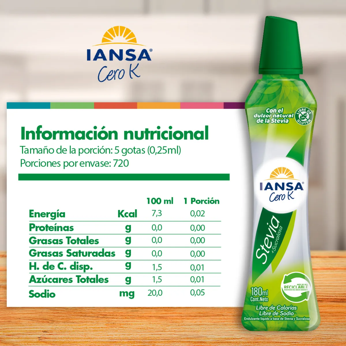 IANSA CERO K - Endulzante líquido Stevia Sucralosa