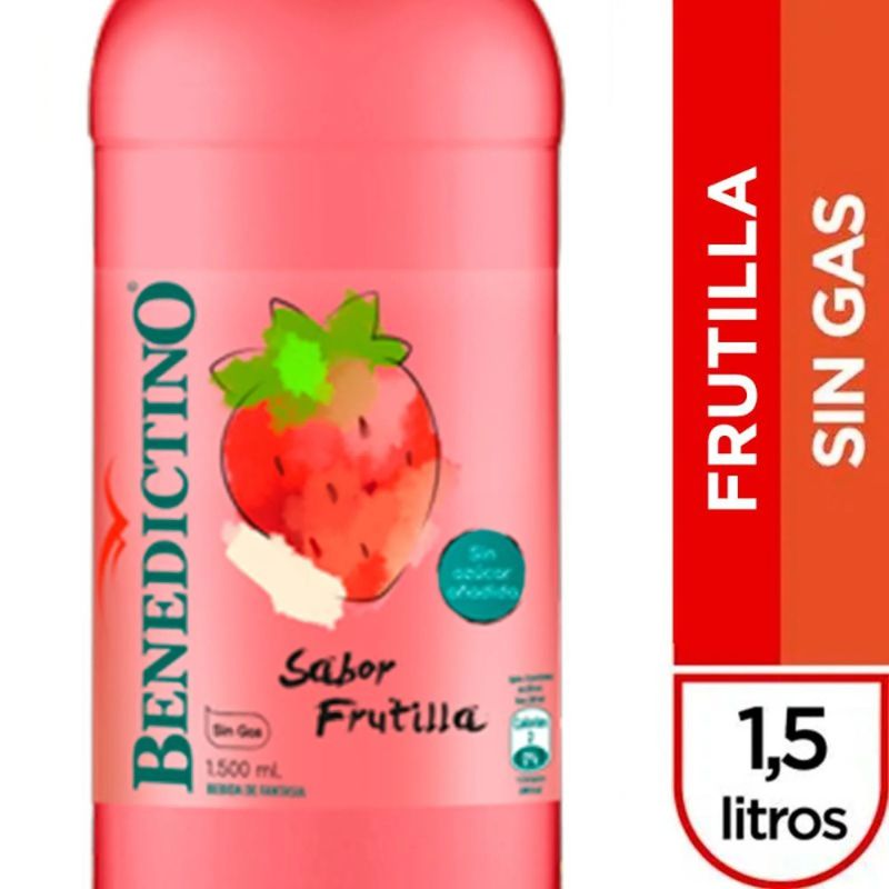 BENEDICTINO - Agua Saborizada sin Gas Sabor Frutilla Benedictino 1.5 L