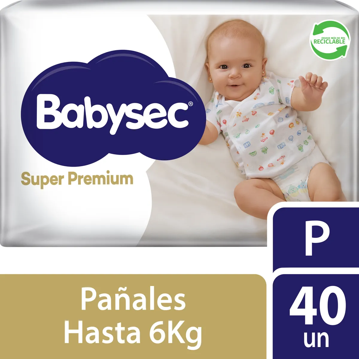 BABYSEC - Pañales Desechables Babysec Super Premium Talla P 40 Un