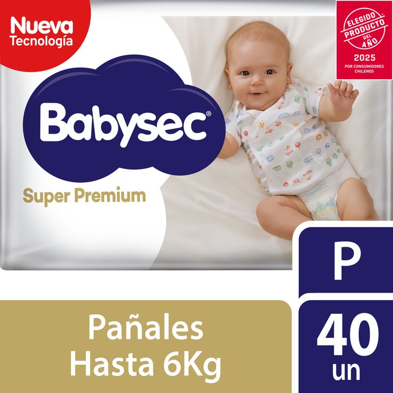 BABYSEC - Pañales Desechables Babysec Super Premium Talla P 40 Un
