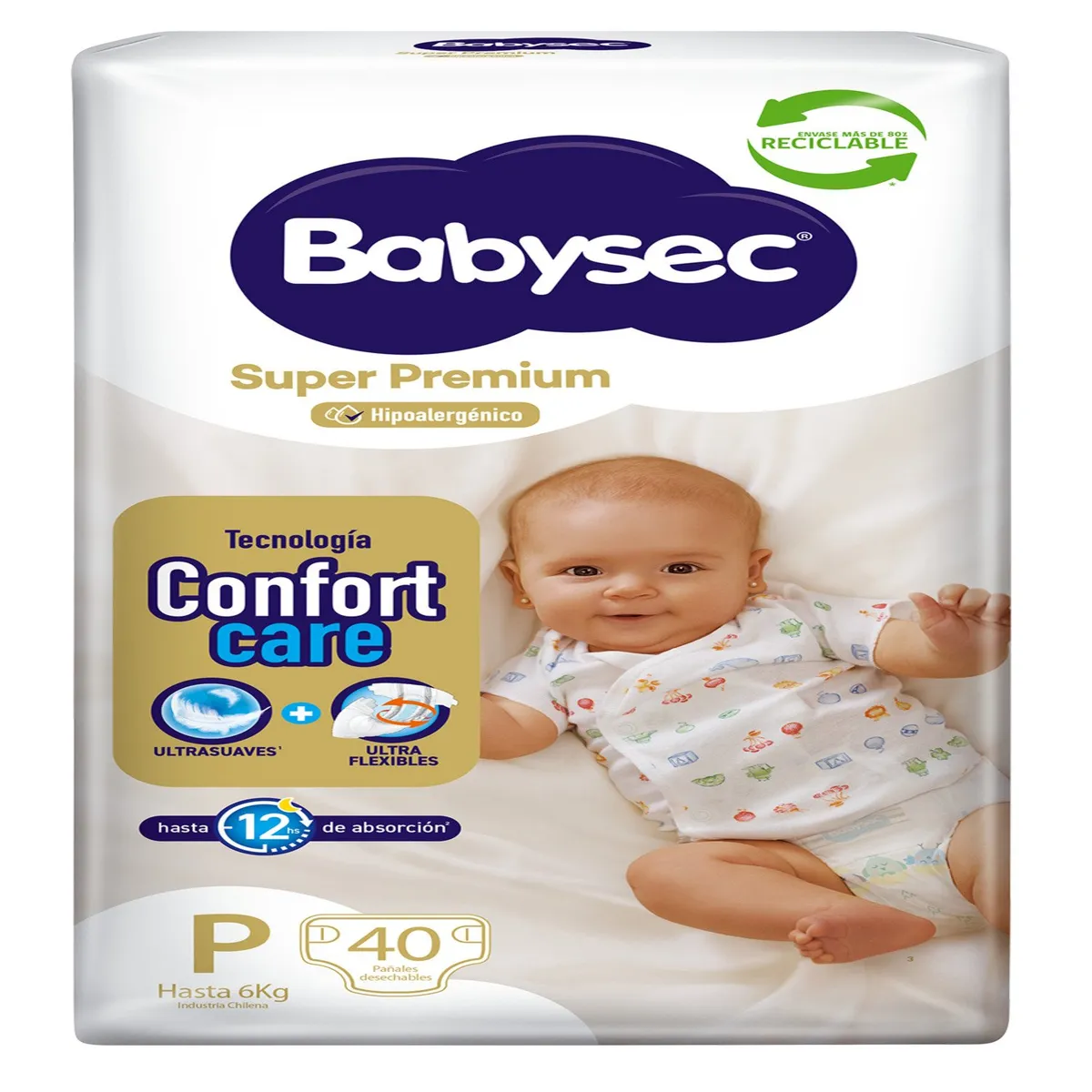 BABYSEC - Pañales Desechables Babysec Super Premium Talla P 40 Un