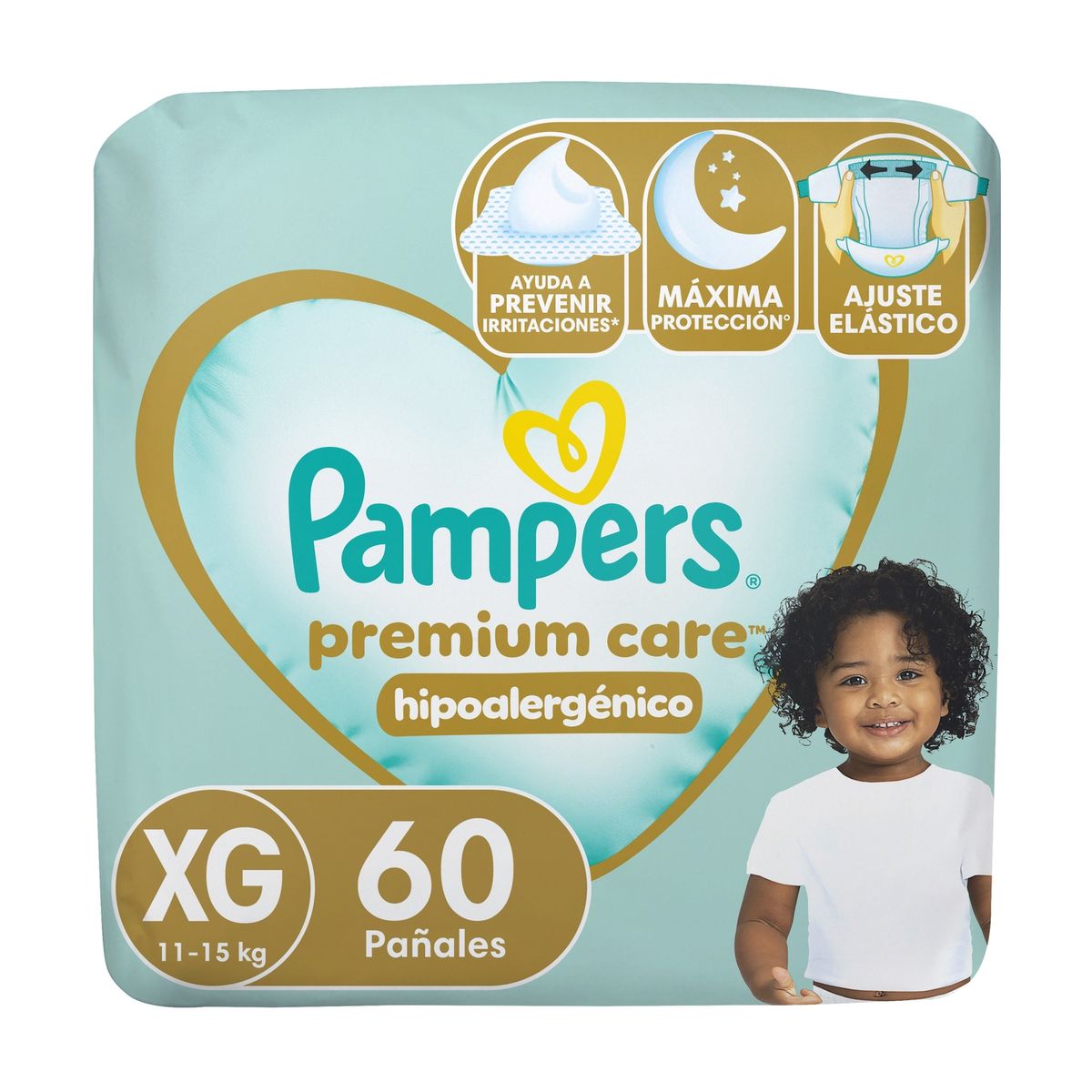 PAMPERS - Pañales Desechables Pampers Premium Care Hipoalergénico Talla XG 60 Un