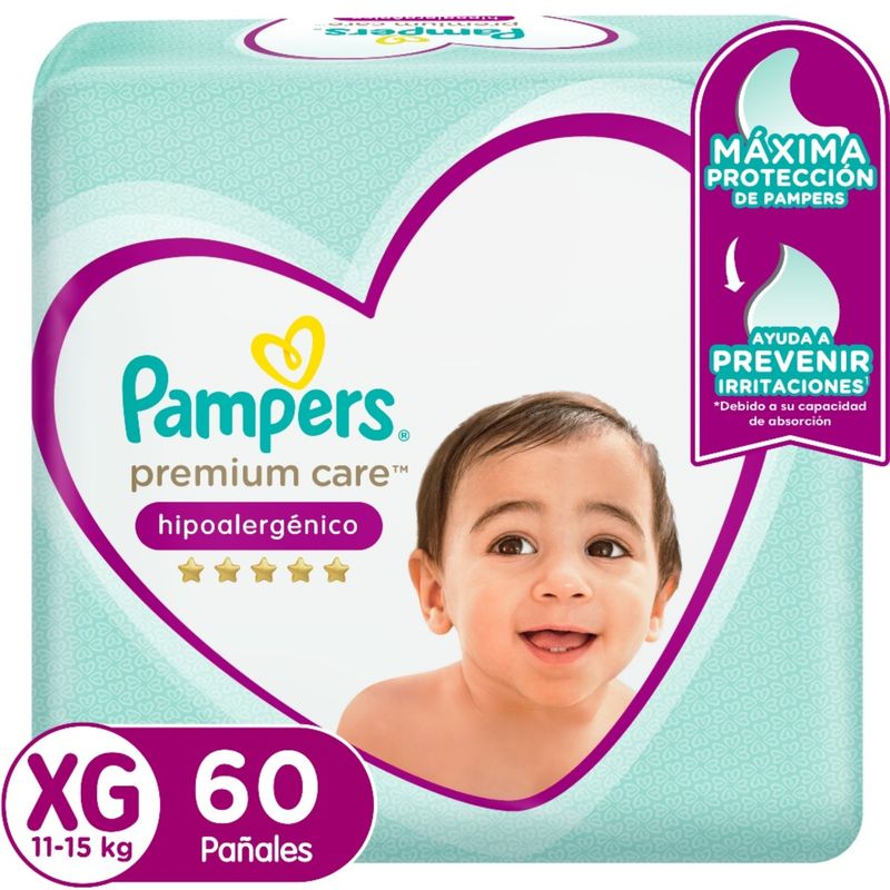 PAMPERS - Pañales Desechables Pampers Premium Care XG 60 Un