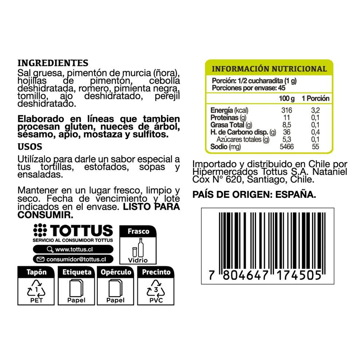 TOTTUS - Sazonador España