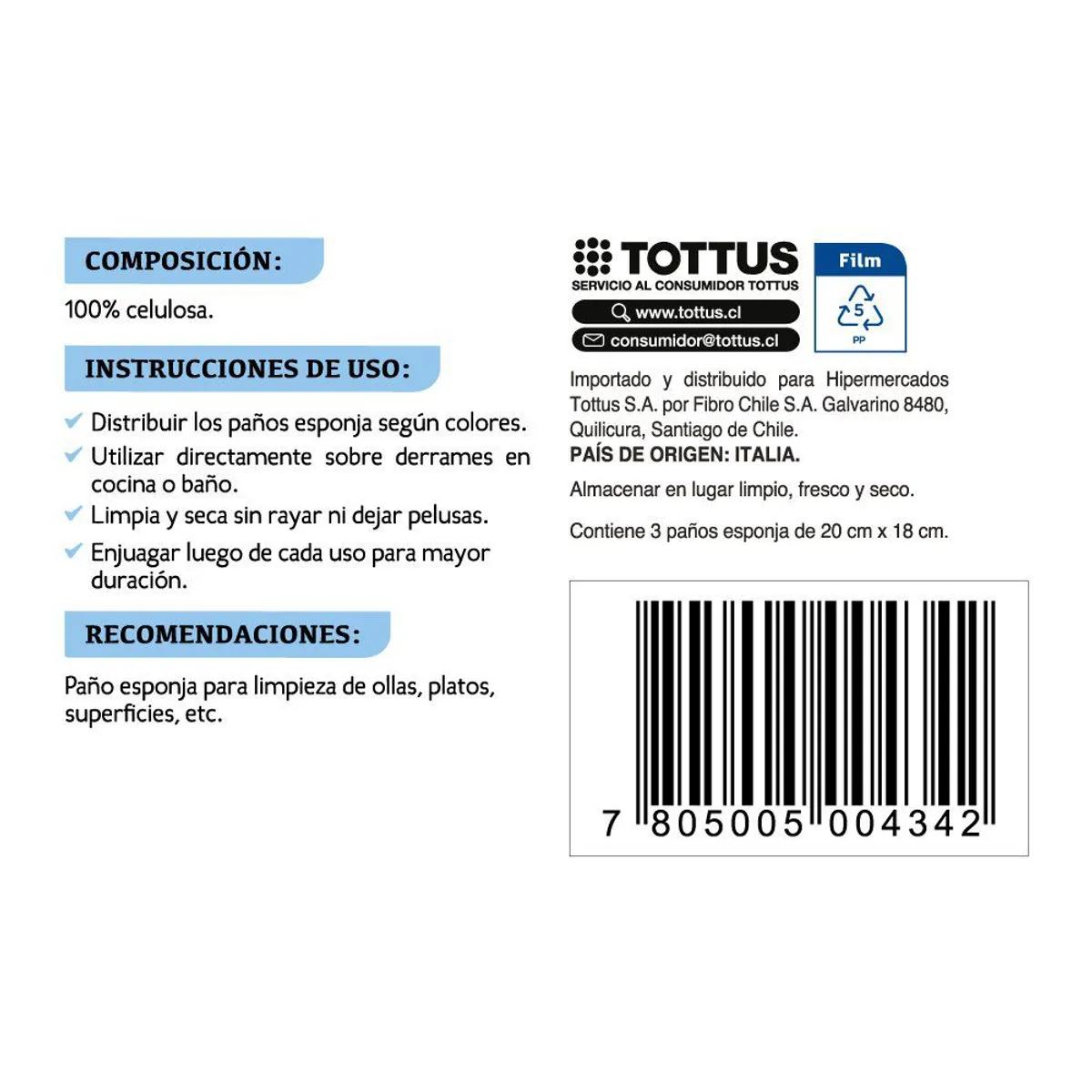 TOTTUS - Paño Esponja