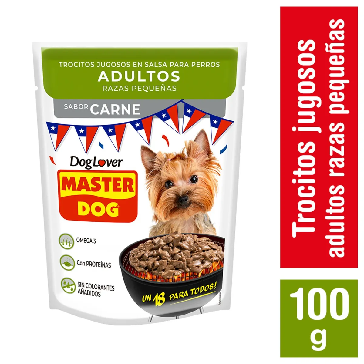 MASTER DOG - Alimento Húmedo para Perro Adulto Sabor Carne 100 g