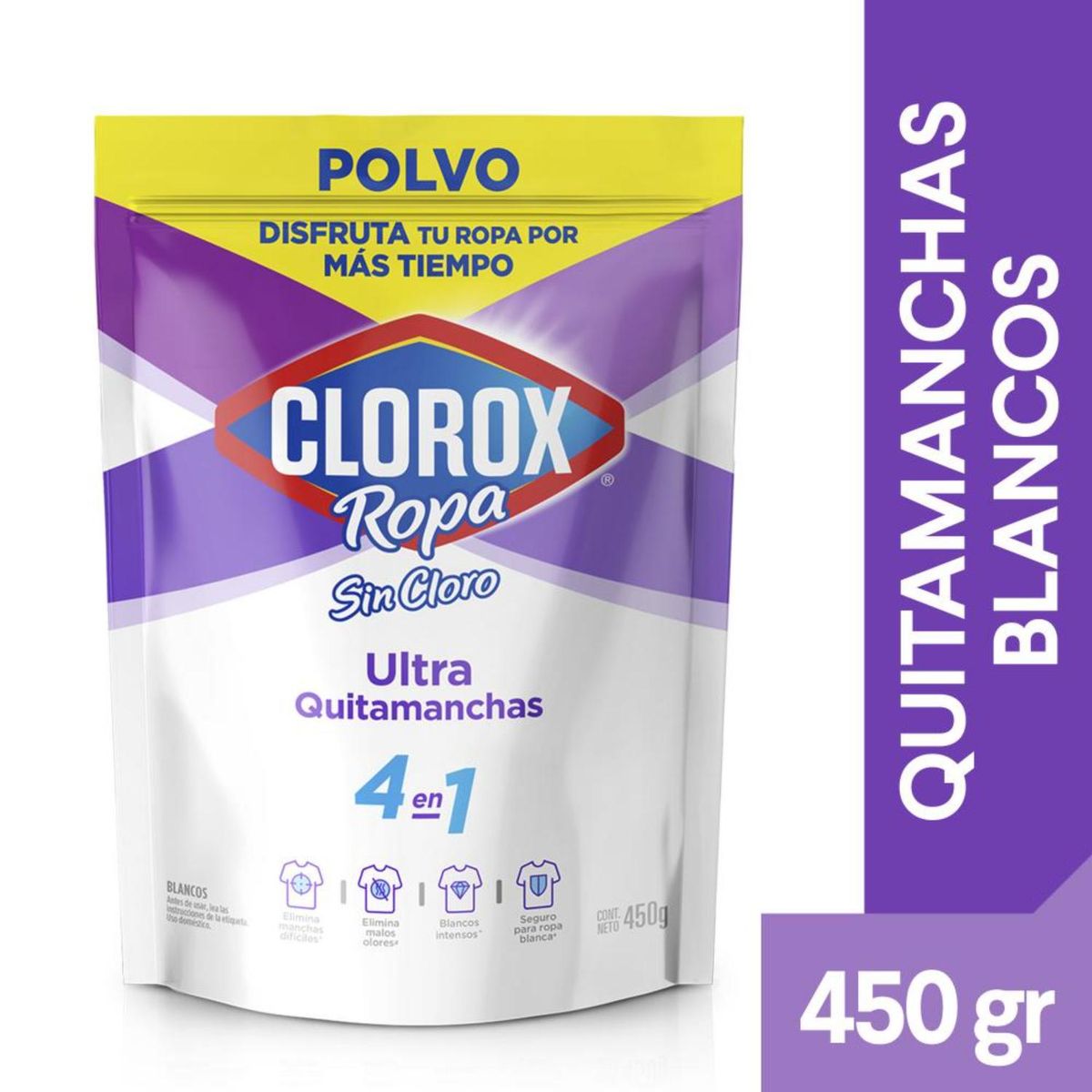 CLOROX - Quitamanchas en Polvo Ultra Ropa Blanca Doypack Clorox 450 gr