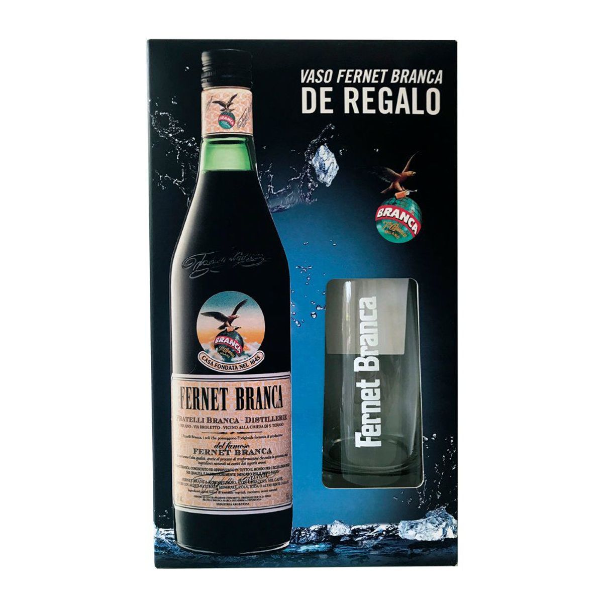 BRANCA - Licor Fernet Branca 38° 750 cc + Vaso
